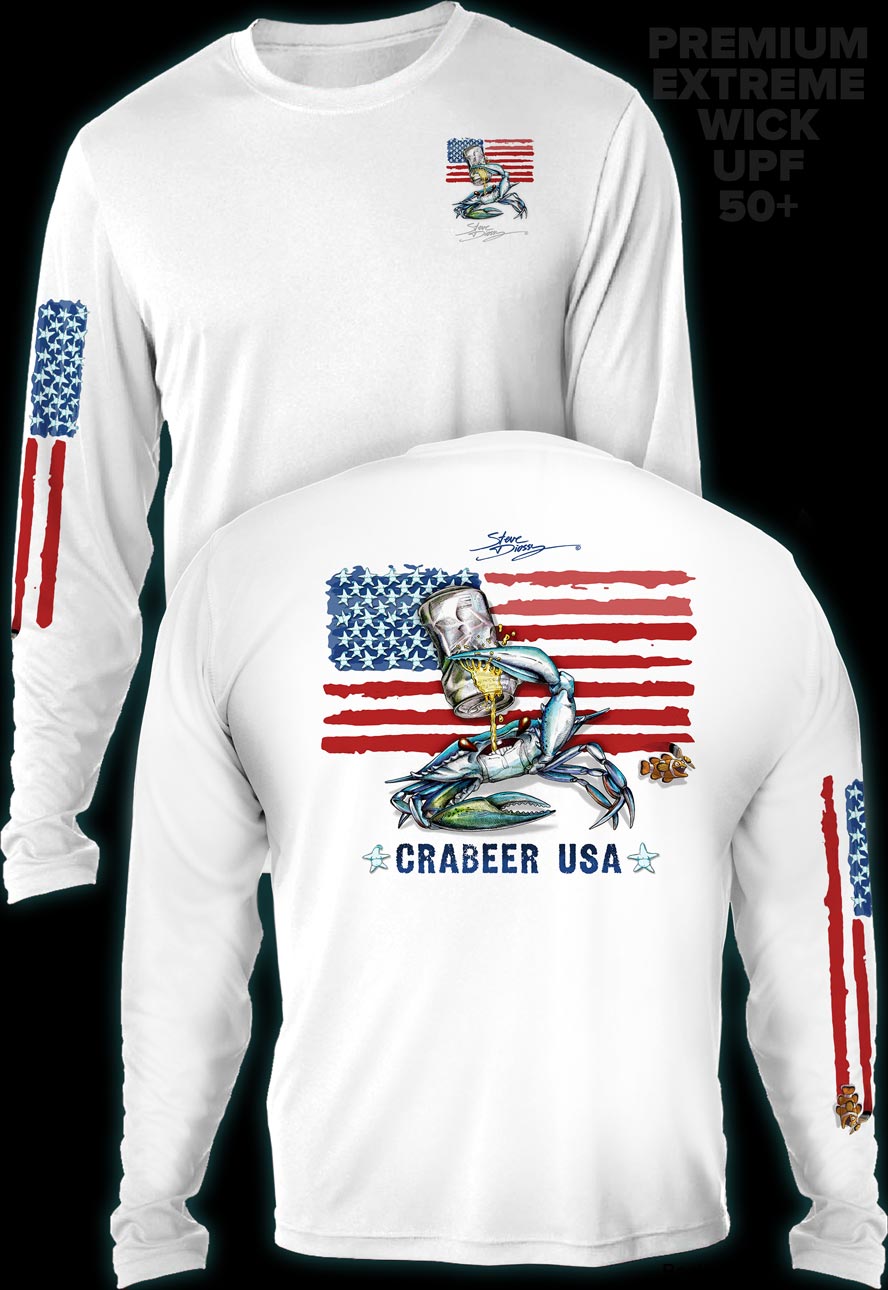 "Crabeer USA" Men's Extreme Wick Long Sleeve Performance Shirt ᴜᴘꜰ-ᴛᴇᴇ